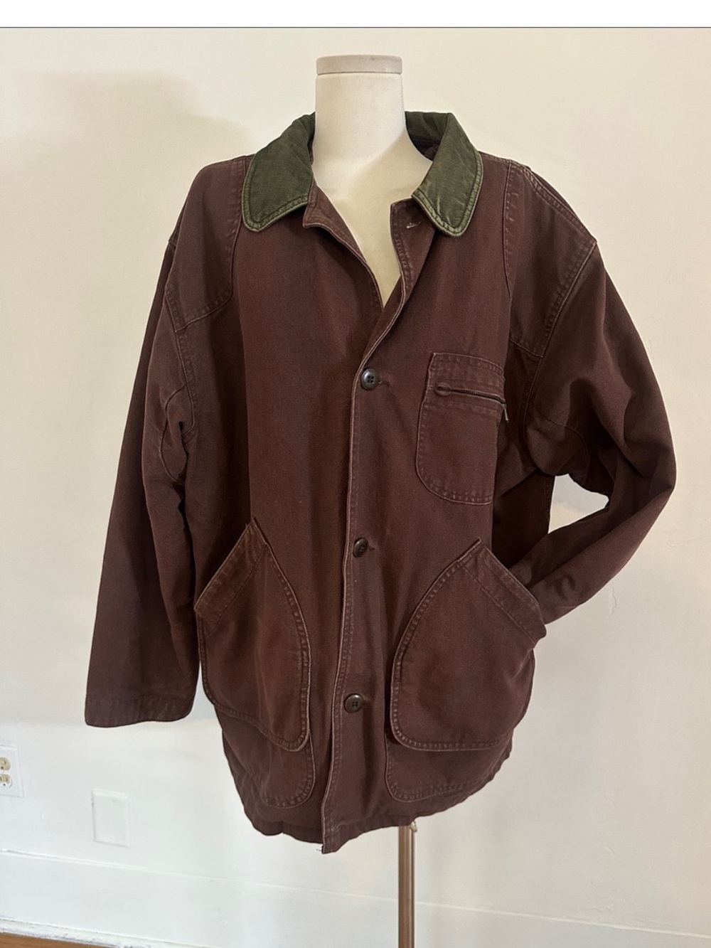 Vintage L.L.Bean Cotton Denim Plaid Lined Barn Work Chore Coat XL